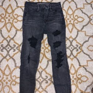 American Eagle distressed black jeggings
